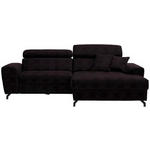 ECKSOFA in Velours Aubergine  - Aubergine/Schwarz, Design, Textil/Metall (267/181cm) - Carryhome