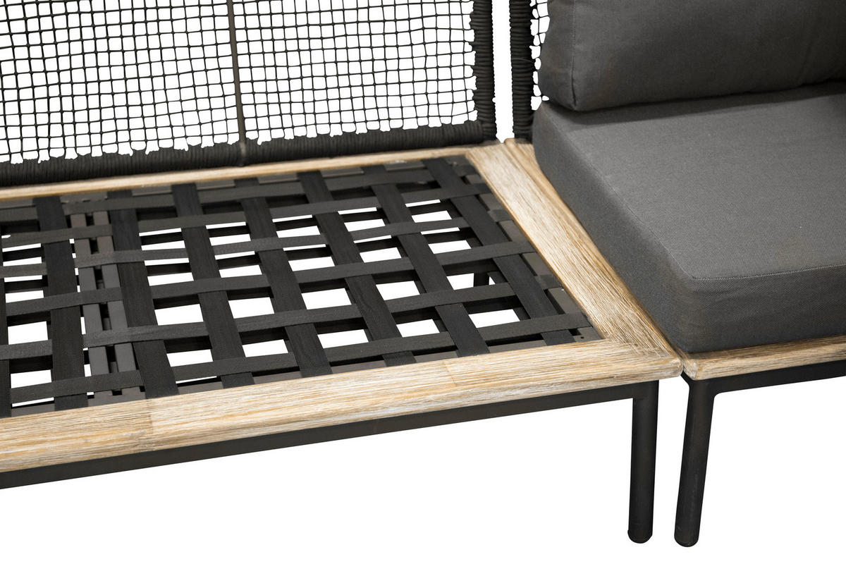 LOUNGEGARNITUR   90/60/27 cm  - Schwarz, KONVENTIONELL, Kunststoff (90/60/27cm) - Gardenson