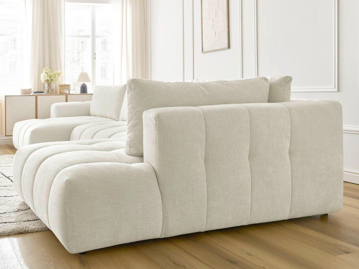 WOHNLANDSCHAFT  FUJI  Beige Leinenoptik  - Beige/Schwarz, MODERN, Kunststoff/Textil (160/377/204cm)