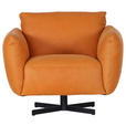 SESSEL in Echtleder Cognac  - Cognac/Schwarz, KONVENTIONELL, Leder/Metall (100/80/90cm) - Carryhome