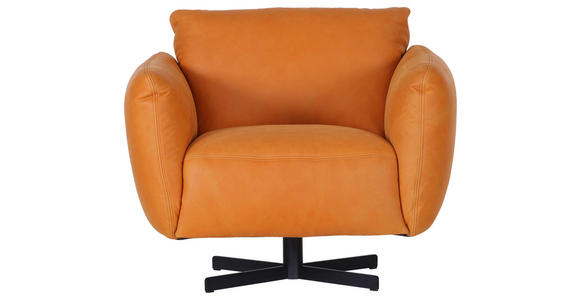 SESSEL in Echtleder Cognac  - Cognac/Schwarz, KONVENTIONELL, Leder/Metall (100/80/90cm) - Carryhome