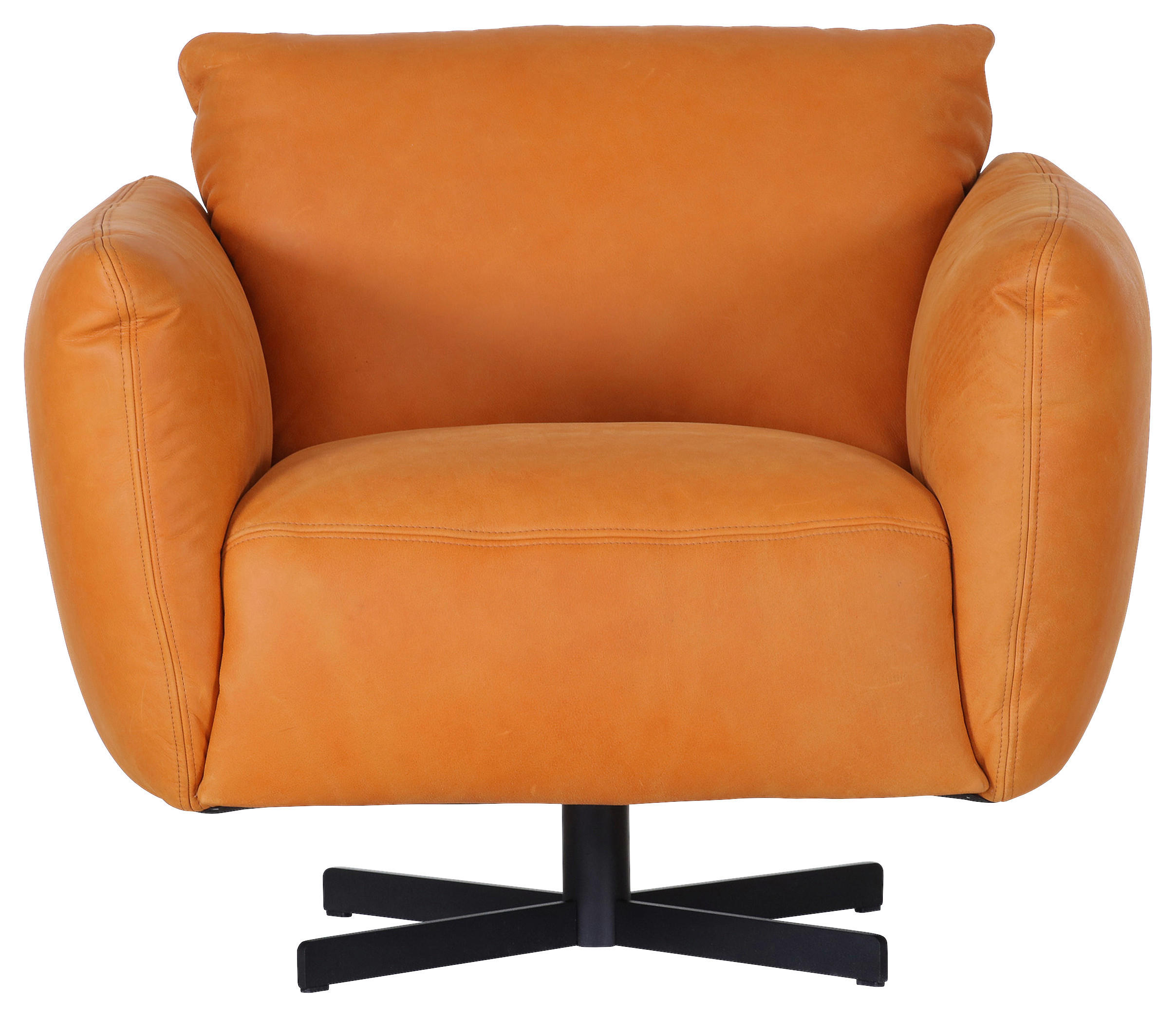 Thumbnail - Carryhome Sessel, Cognac, Leder, Echtleder, Nubukleder, 100x80x90 cm, Sitzfläche 360° drehbar, Wohnzimmer, Sessel, Sonst...