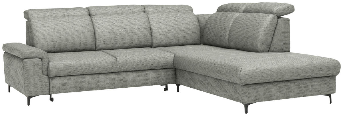 ECKSOFA Struktur Graubraun  - Graubraun/Schwarz, Design, Textil/Metall (292/270cm) - Stylife