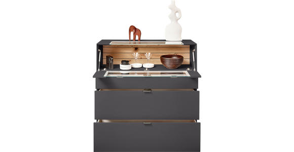 HIGHBOARD Graphitfarben 121,9/121,5/45,2 cm - Schwarz/Graphitfarben, Design, Glas/Holzwerkstoff (121,9/121,5/45,2cm) - Dieter Knoll