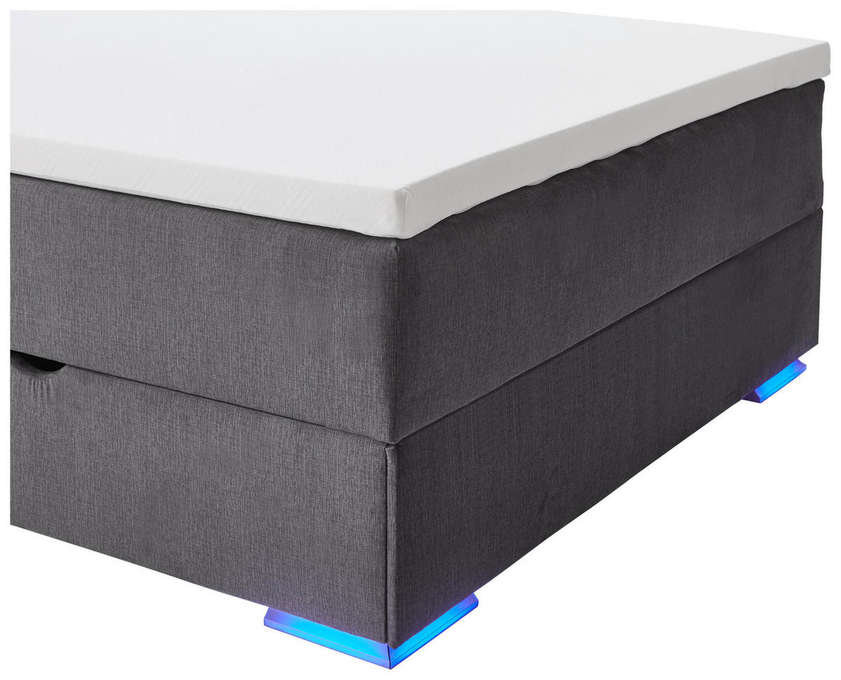 BOXSPRINGBETT 140/200 cm  in Anthrazit  - Chromfarben/Anthrazit, Design, Kunststoff/Textil (140/200cm) - Boxxx