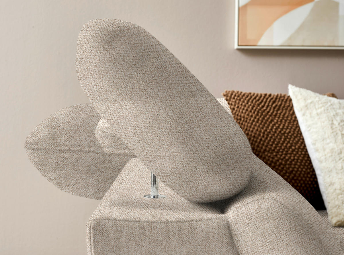 ECKSOFA in Bouclé Beige  - Eichefarben/Beige, Modern, Holz/Textil (212/287cm) - Valnatura