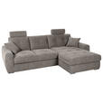 ECKSOFA in Mikrofaser Braun  - Chromfarben/Braun, MODERN, Kunststoff/Textil (276/193cm) - Hom`in