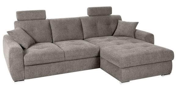 ECKSOFA in Mikrofaser Braun  - Chromfarben/Braun, MODERN, Kunststoff/Textil (276/193cm) - Hom`in