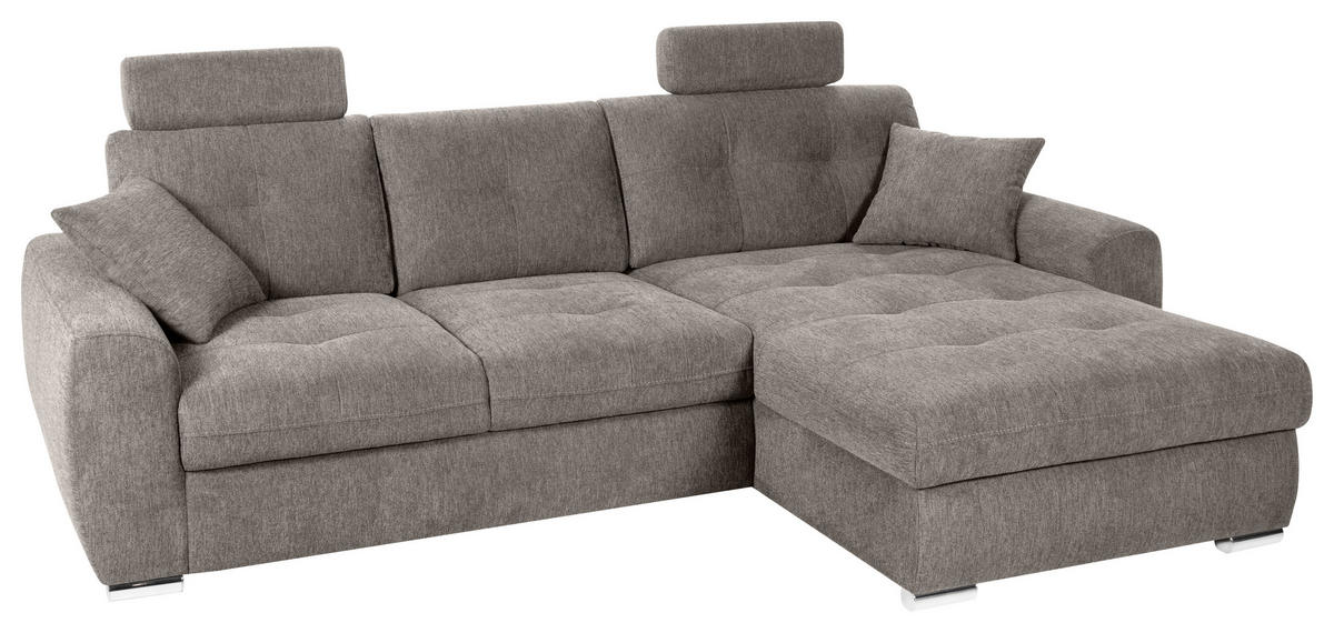 ECKSOFA in Mikrofaser Braun  276/193 cm  - Chromfarben/Braun, MODERN, Kunststoff/Textil (276/193cm) - Hom`in