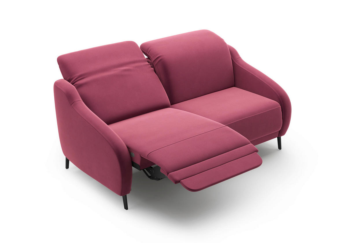 2,5-SITZER in Samt Aubergine  - Aubergine/Schwarz, MODERN, Textil/Metall (172/93/104cm) - Sit & More