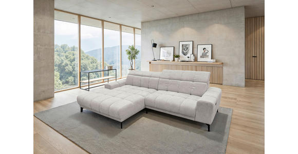 ECKSOFA inkl.Funktionen Hellgrau Chenille  - Hellgrau/Schwarz, MODERN, Textil/Metall (195/300cm) - Xora
