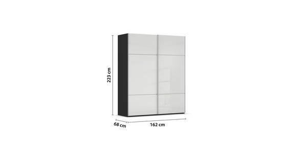 SCHWEBETÜRENSCHRANK 162/223/68 cm 2-türig Schwarz, Weiß - Alufarben/Schwarz, KONVENTIONELL, Glas/Holzwerkstoff (162/223/68cm) - Novel