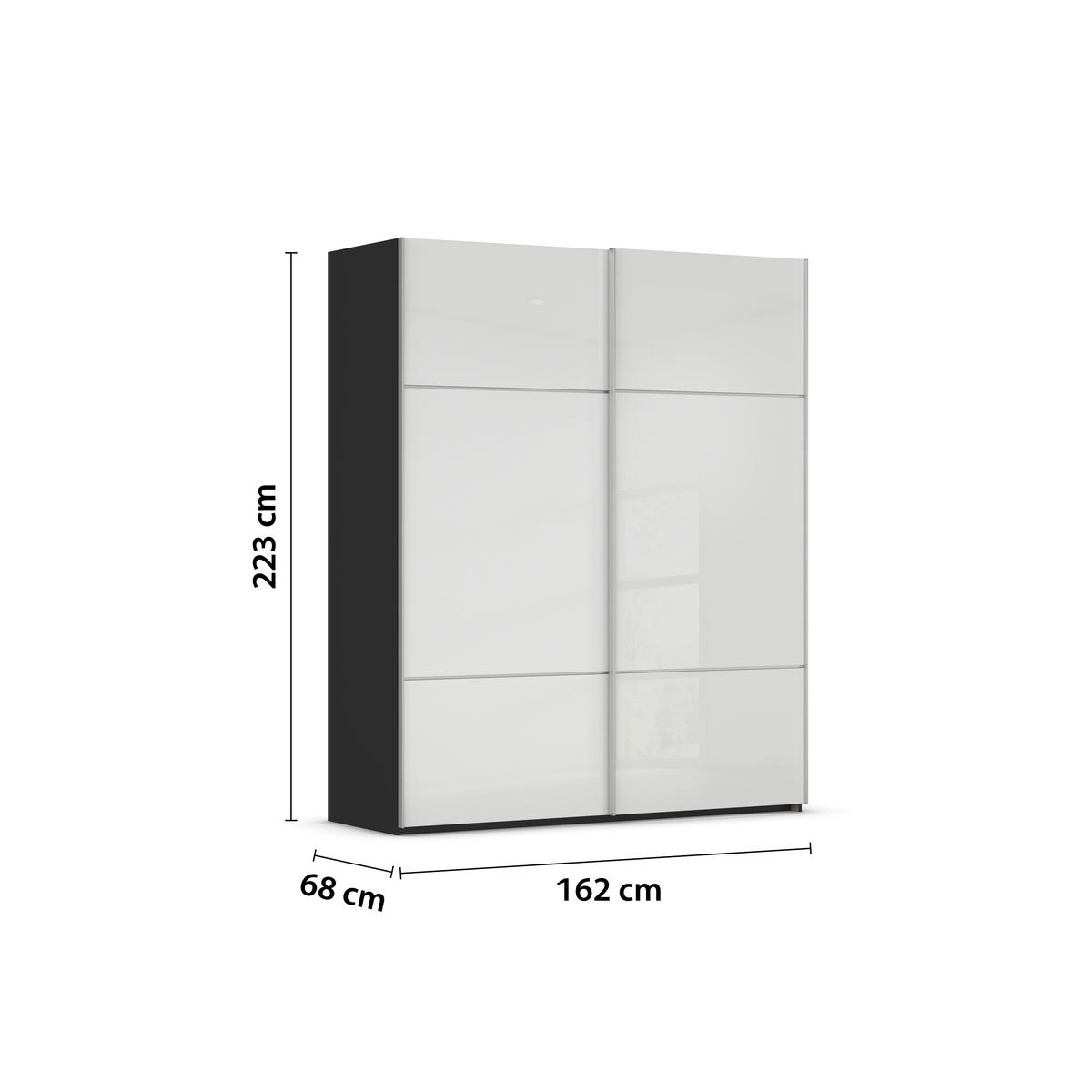 SCHWEBETÜRENSCHRANK in Schwarz, Weiss  - Weiss/Alufarben, Konventionell, Glas/Holzwerkstoff (162/223/68cm) - Novel