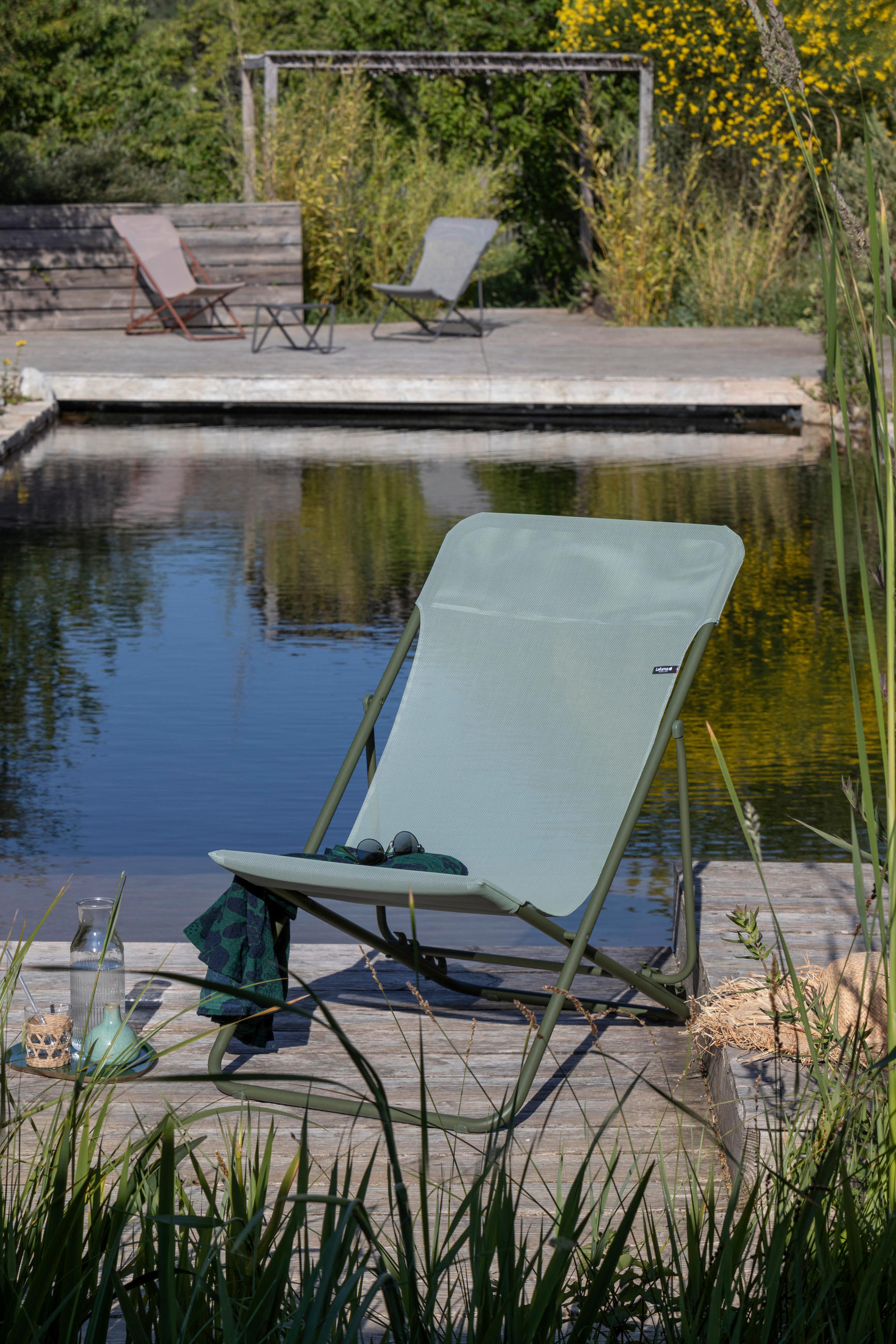 STRANDSTUHL Stahl Waldgrün  - Waldgrün, Basics, Textil/Metall (62/77-91/76-82cm) - Lafuma Mobilier