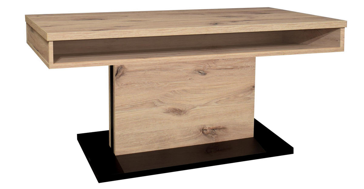 COUCHTISCH in Metall, Holzwerkstoff  - Eichefarben/Schwarz, Design, Holzwerkstoff/Metall (110/58-77/60cm) - MID.YOU