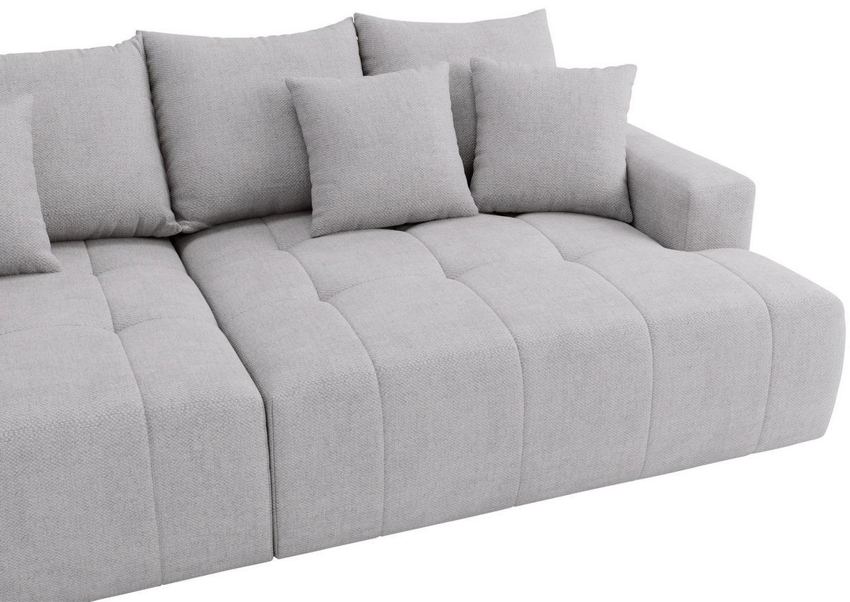 BIGSOFA ADELE in Chenille Hellgrau  - Hellgrau/Schwarz, Design, Kunststoff/Textil (270/85/136cm) - Livetastic