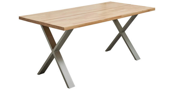 ESSTISCH Buchefarben, Nickelfarben rechteckig   - Buchefarben/Nickelfarben, Natur, Holz/Metall (180/90/74cm) - Carryhome