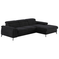 ECKSOFA in Cord Schwarz  - Schwarz, Design, Textil/Metall (244/166cm) - Livetastic