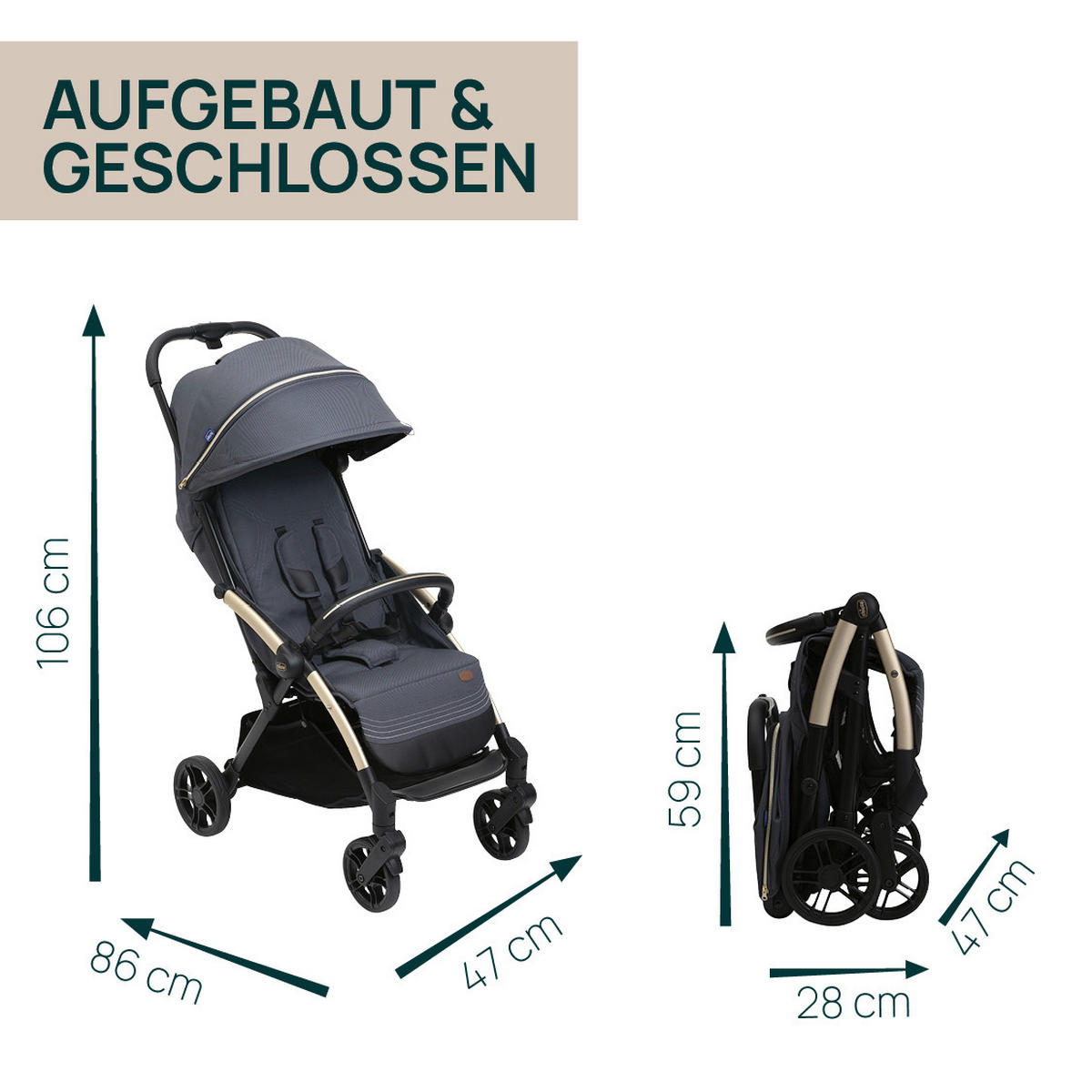 BUGGY GOODY XPLUS  - Dunkelgrau, Basics, Textil/Metall (47/86/106cm) - Chicco