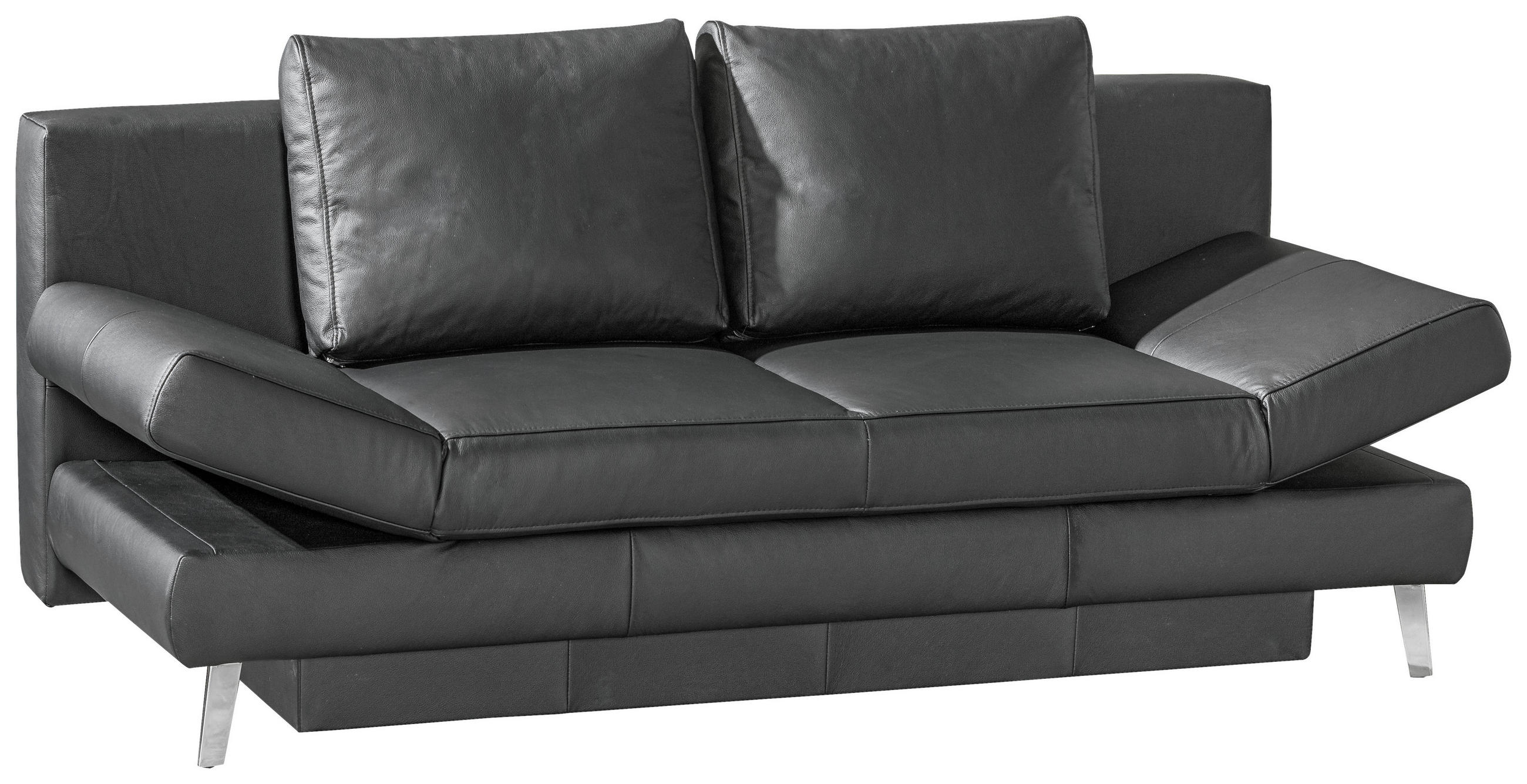 SCHLAFSOFA in Echtleder Schwarz  - Chromfarben/Schwarz, Konventionell, Leder/Metall (200/85/90cm) - Novel