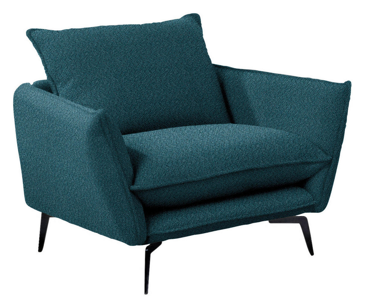 SESSEL Webstoff Petrol    - Petrol/Schwarz, Design, Textil/Metall (96/84/90cm) - Livetastic