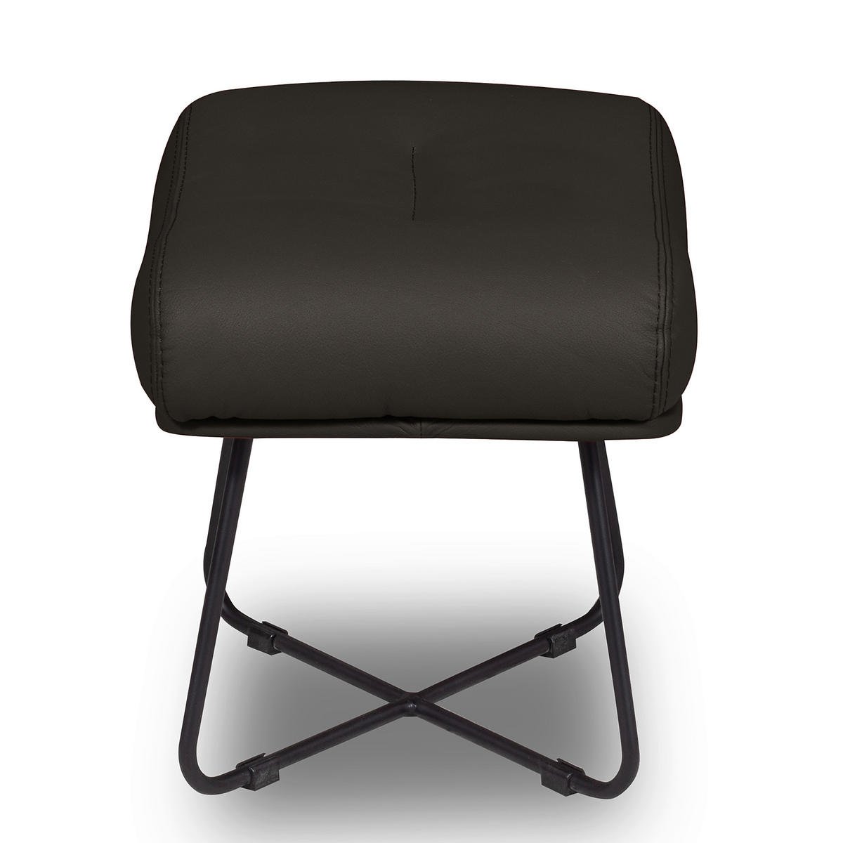 SESSELSET Echtleder Anthrazit  - Anthrazit/Schwarz, Design, Leder/Metall (67/87/74cm) - Livetastic