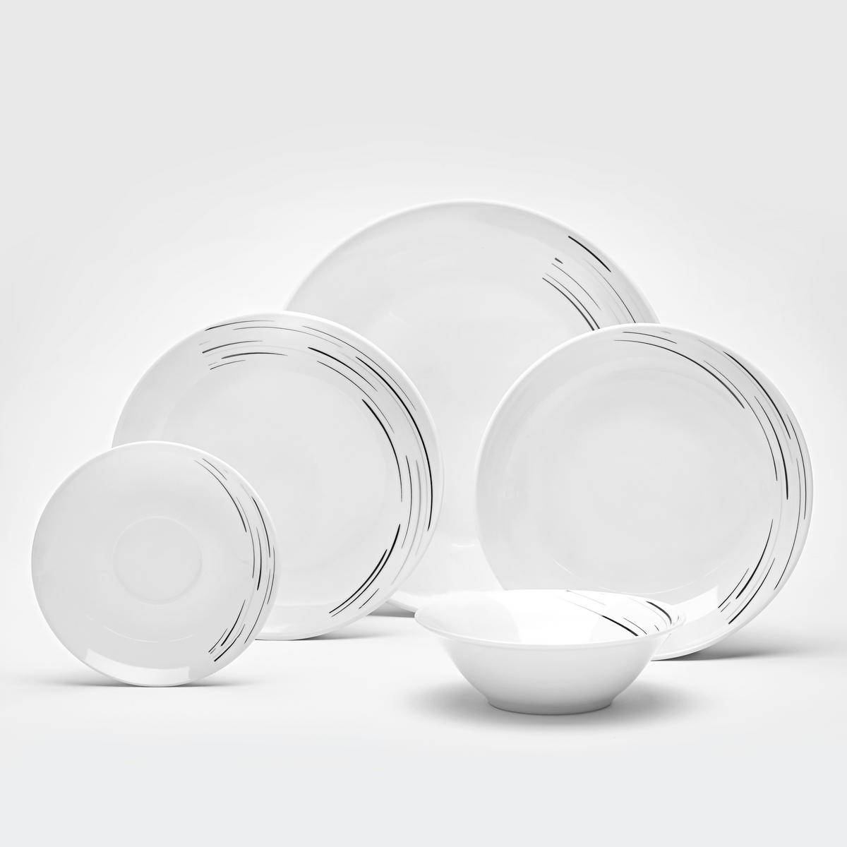 KOMBI SERVIS    32-dijelni   Montreal  - bijela/siva, Basics, keramika (29/33,5/30,2cm) - Van Well