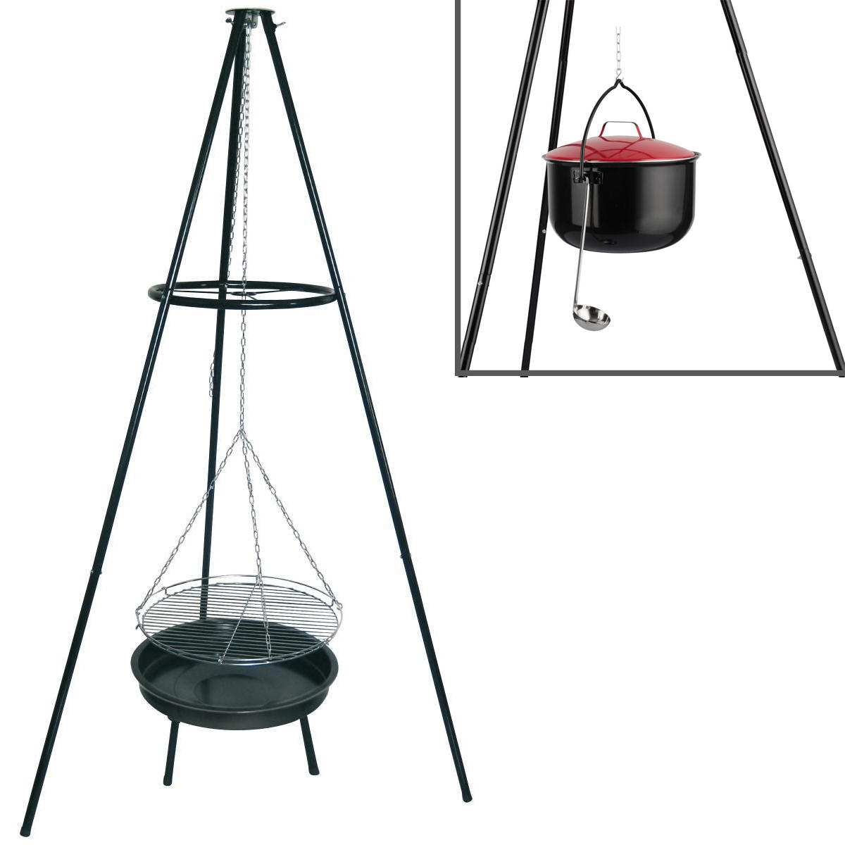 SCHWENKGRILL MIT ZUBEHÖR  Rot, Schwarz  - Rot/Schwarz, KONVENTIONELL, Metall (91,5/148,5cm) - Ambia Garden