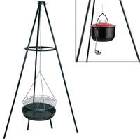 SCHWENKGRILL MIT ZUBEHÖR  Rot, Schwarz  - Rot/Schwarz, KONVENTIONELL, Metall (91,5/148,5cm) - Ambia Garden
