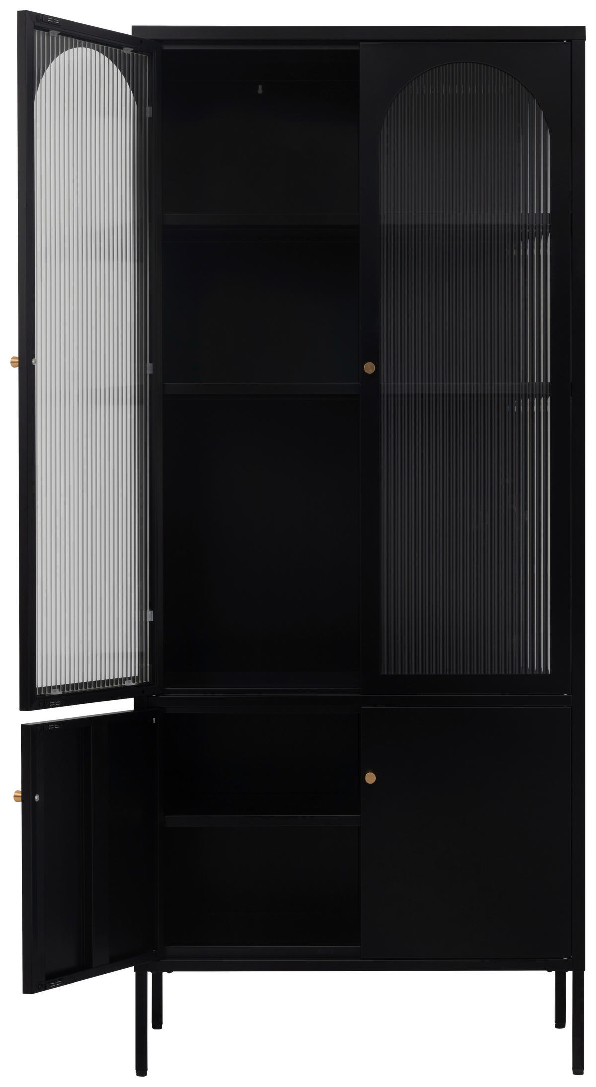 VITRINE  in Schwarz, Transparent  - Transparent/Goldfarben, Design, Glas/Metall (80/185/40cm) - MID.YOU