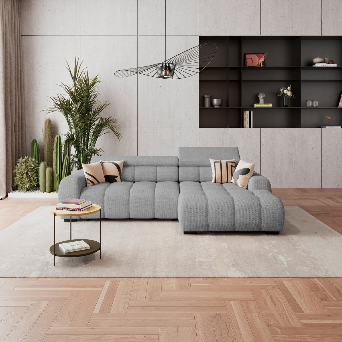 HÖRNSOFFA i vävt tyg grå  - grå/svart, Trend, textil/plast (285/168cm) - Livetastic