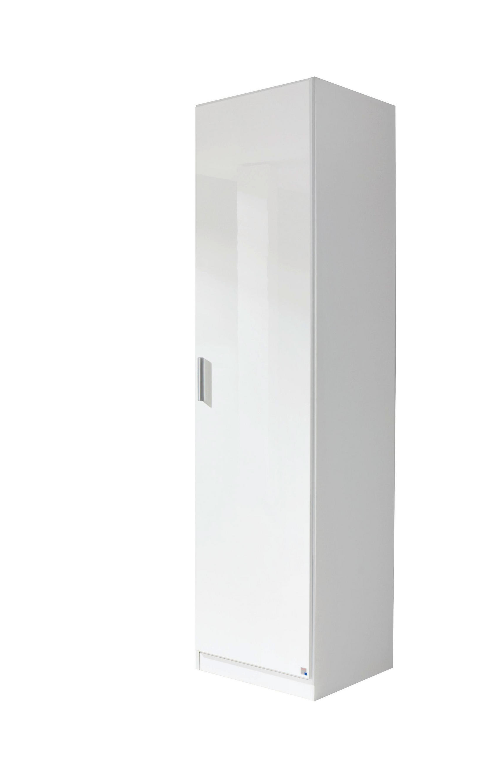 DREHTÜRENSCHRANK 47/197/54 cm 1-türig Weiß, Weiß Hochglanz - Weiß Hochglanz/Alufarben, Design, Holzwerkstoff/Kunststoff (47/197/54cm) - Carryhome