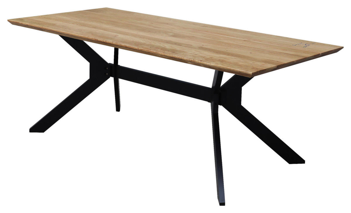 ESSTISCH Akazie, Eiche massiv rechteckig Eichefarben  - Eichefarben/Schwarz, Design, Holz (160/90/76cm) - Carryhome