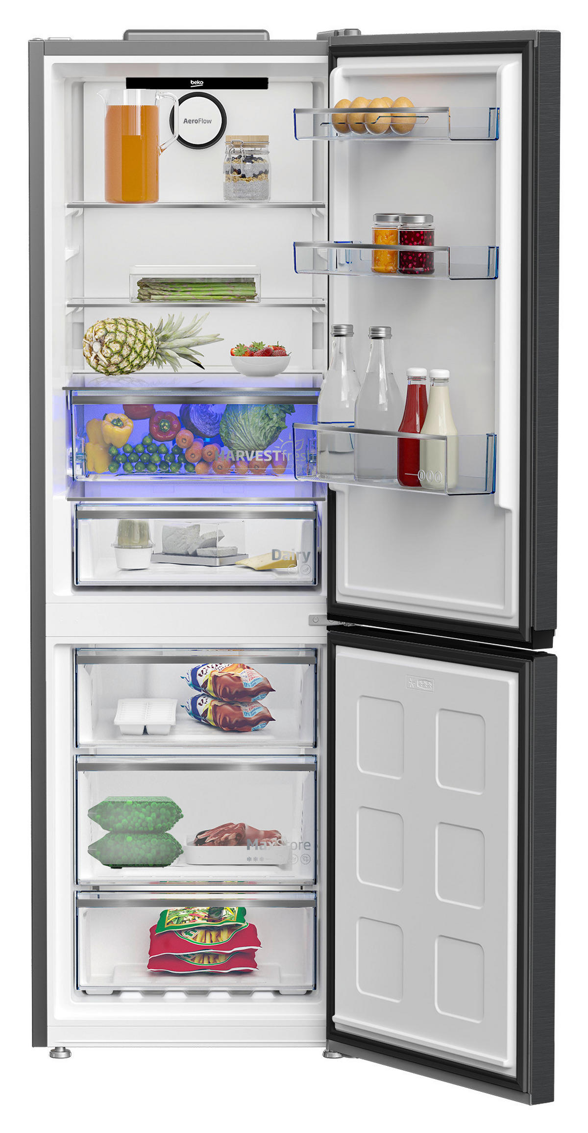 KÜHL-GEFRIER-KOMBINATION KG530  - Grau, Kunststoff/Metall (59,5/186,5/66,3cm) - Beko