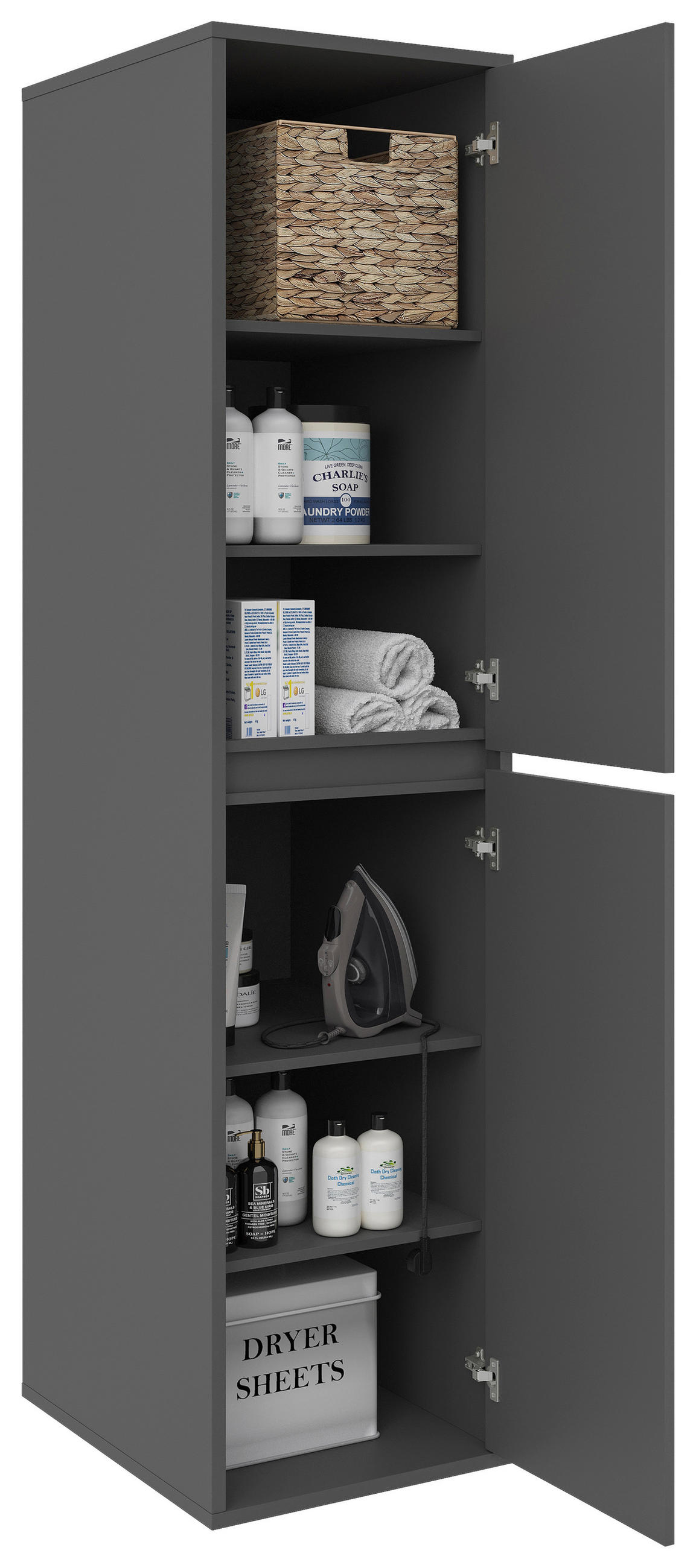 MEHRZWECKSCHRANK 50/210/67,5 cm  in Anthrazit  - Anthrazit, Basics, Holzwerkstoff (50/210/67,5cm) - Xora