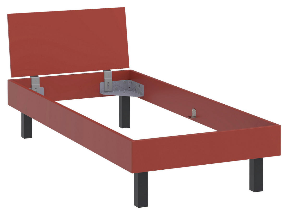 BETT 90/200 cm  in Rot, Koralle  - Koralle/Rot, Design, Holzwerkstoff/Metall (90/200cm) - Xora