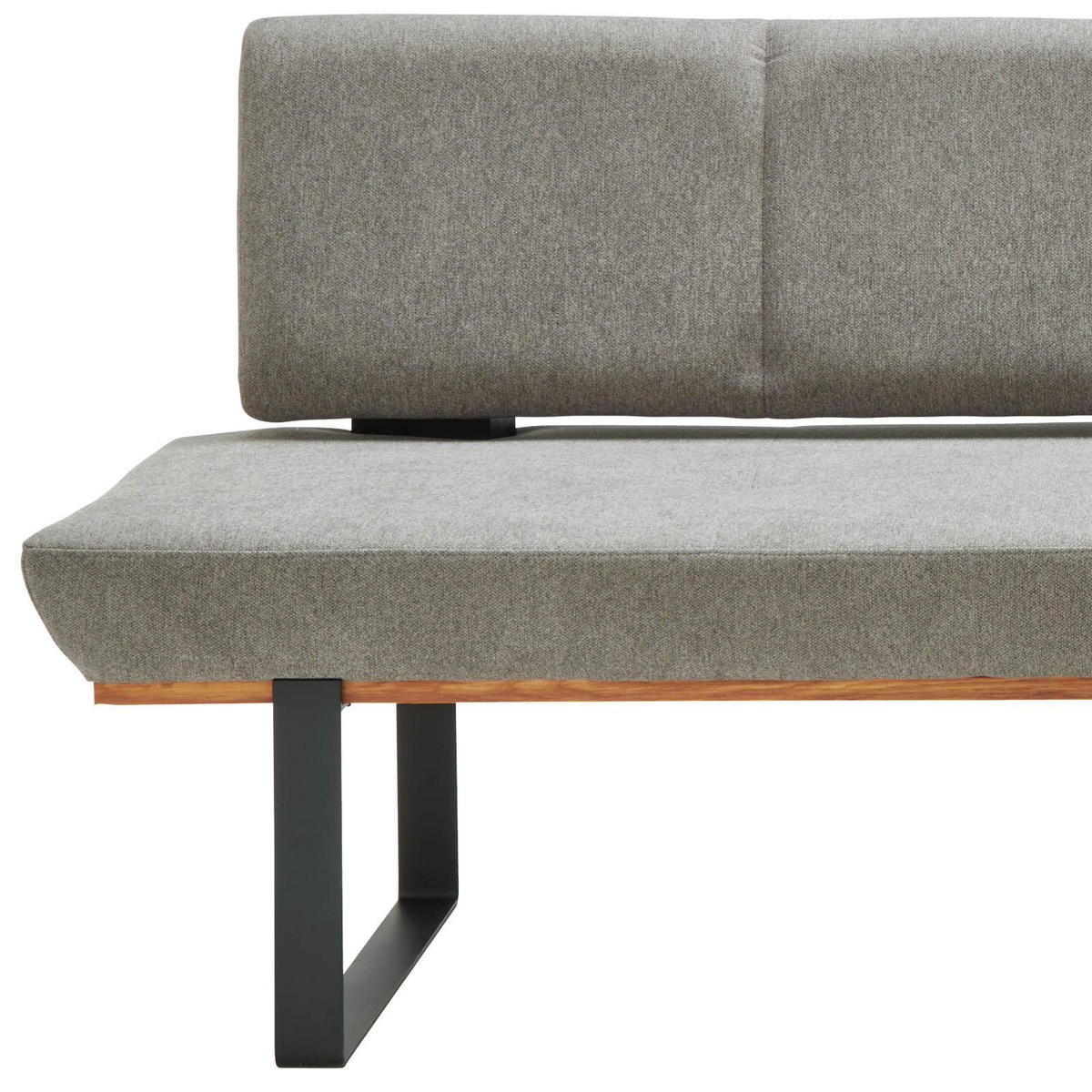 ECKBANK 225/175 cm Webstoff Grau Eiche vollmassiv   - Schwarz/Grau, MODERN, Holz/Textil (225/175cm) - Livetastic