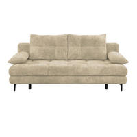 SCHLAFSOFA  mit Liegefunktion, Schlafen auf Sitzhöhe, Rücken echt Chenille Beige  - Beige/Schwarz, KONVENTIONELL, Textil/Metall (203/94/96cm) - Carryhome