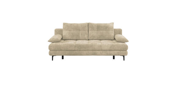 SCHLAFSOFA Chenille Beige Rückenkissen, Armlehnenkissen, Bettkasten, Schlaffunktion, Rücken echt  - Beige/Schwarz, KONVENTIONELL, Textil/Metall (203/94/96cm) - Carryhome