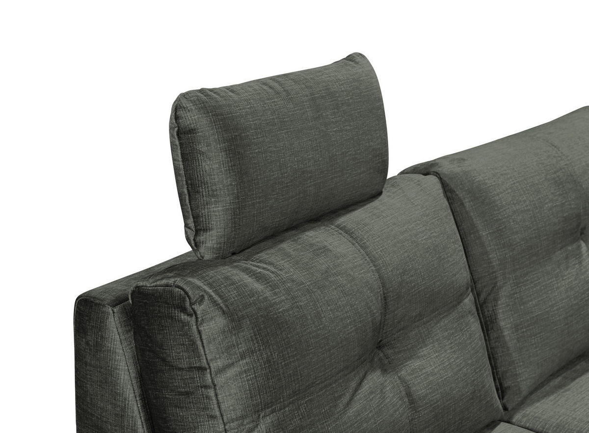 WOHNLANDSCHAFT Dunkelgrün Mikrovelours  - Dunkelgrün/Schwarz, KONVENTIONELL, Kunststoff/Textil (127/334/217cm) - Carryhome