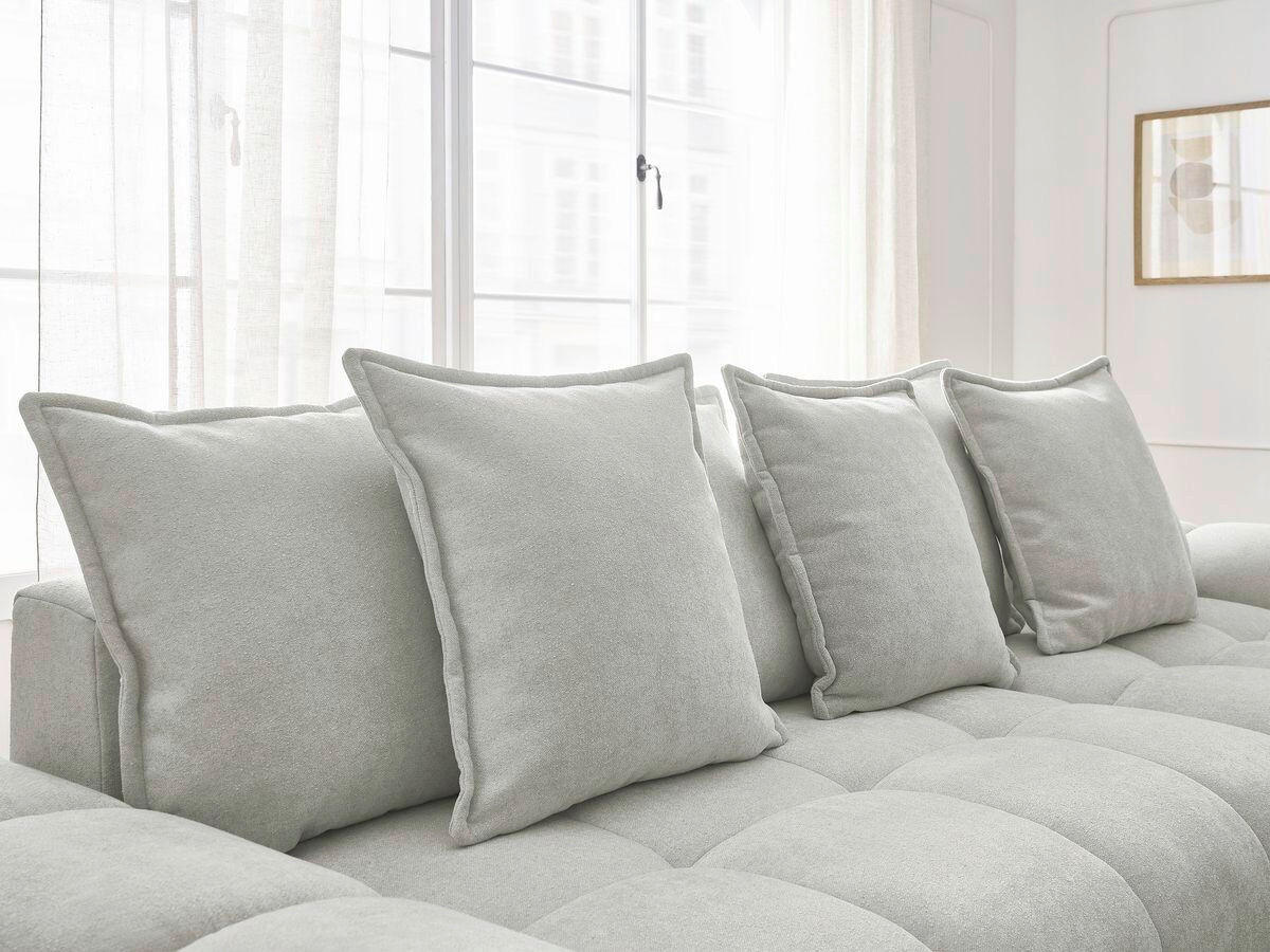 ECKSCHLAFSOFA EVEREST  mit Rücken echt, Armteil links, Armteil rechts Struktur Hellgrau  - Hellgrau/Schwarz, MODERN, Kunststoff/Textil (318/180cm) - Livetastic