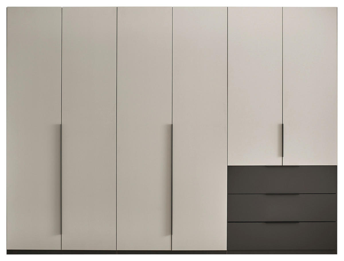 DREHTÜRENSCHRANK 300/225,5/60 cm 6-türig Graphitfarben, Hellgrau  - Hellgrau/Schwarz, MODERN, Holzwerkstoff/Kunststoff (300/225,5/60cm) - MID.YOU