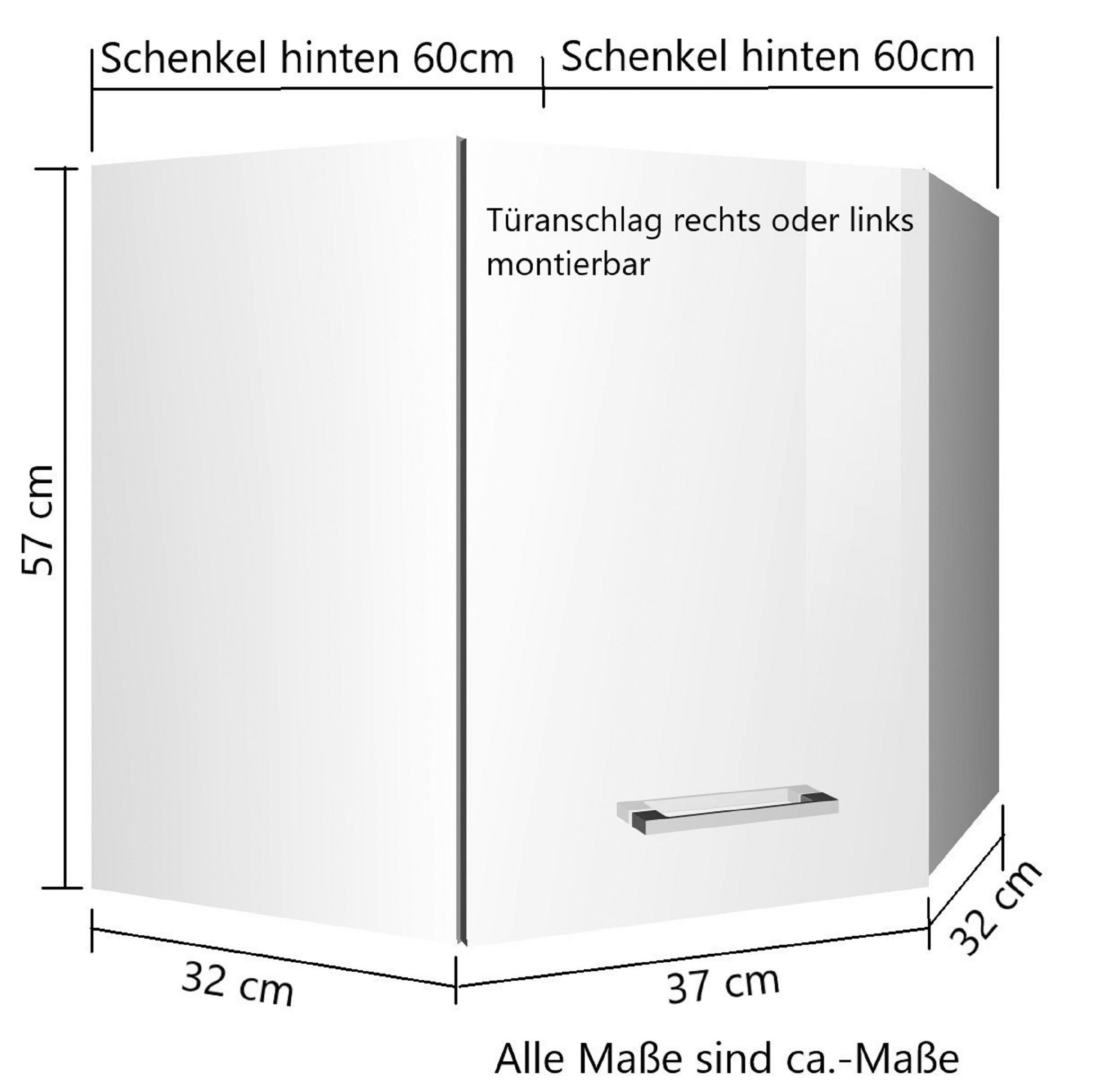 Thumbnail - Held Eckoberschrank, Weiß Hochglanz, Metall, 1 Fächer, 60x57x60 cm, Made in Germany, hängend, Küchen, Küchenmöbel, Küche...