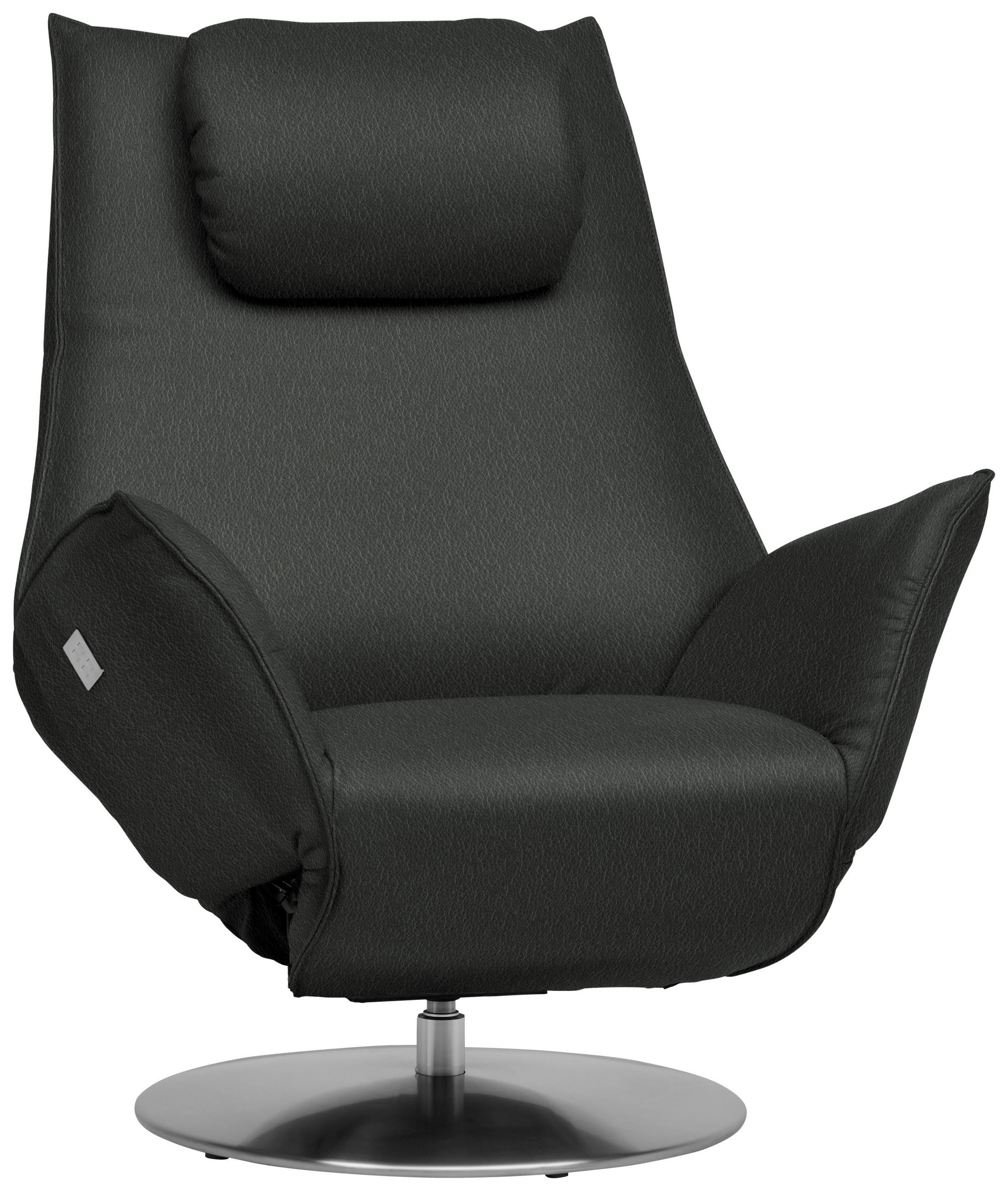 RELAXSESSEL in Leder Dunkelgrau  - Edelstahlfarben/Dunkelgrau, Design, Leder/Metall (92/79/90cm) - Koinor