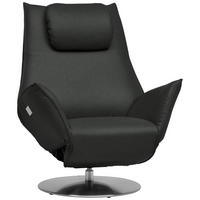 RELAXSESSEL in Leder Dunkelgrau  - Edelstahlfarben/Dunkelgrau, Design, Leder/Metall (92/79/90cm) - Koinor