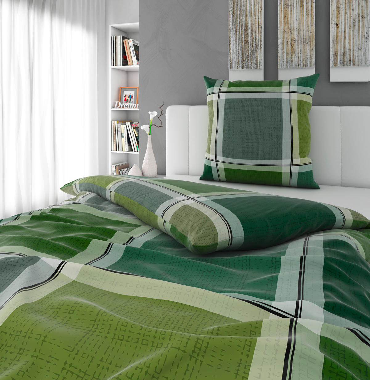 BETTWÄSCHE Javerdat Satin 155/220 cm  - Grün, Basics, Textil (155/220cm) - Novel