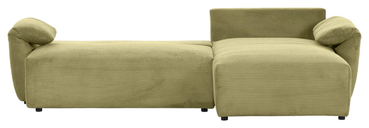 ECKSOFA in Cord Hellgrün  - Schwarz/Hellgrün, Konventionell, Kunststoff/Textil (266/180cm) - MID.YOU