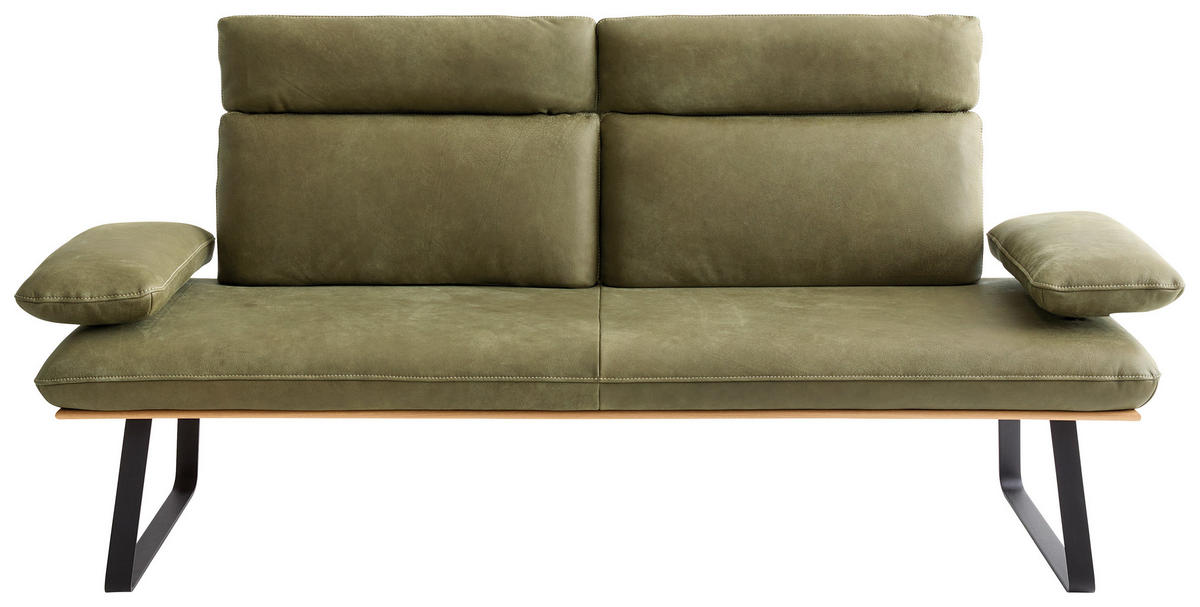 SITZBANK 220/111/92 cm Echtleder Olivgrün Metall  - Beige/Schwarz, Design, Leder/Metall (220/111/92cm) - Koinor