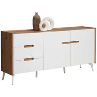 ŠIROKÁ KOMODA, bílá, dub artisan, 164/78/40 cm - bílá/dub artisan, Design, kov/kompozitní dřevo (164/78/40cm) - Carryhome
