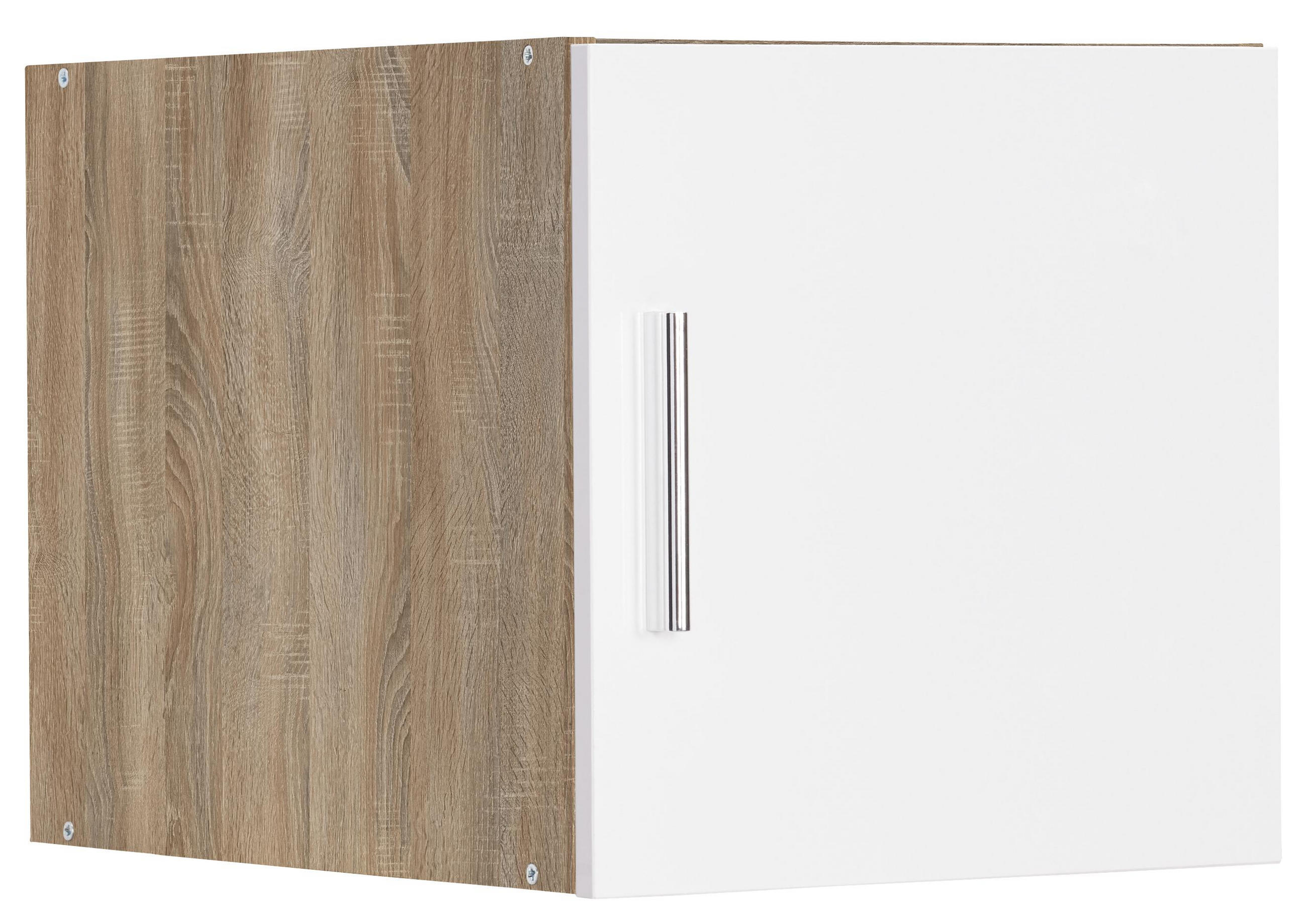 Aufsatzschrank in Weiß, Eichefarben
